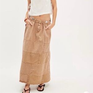 Free People / Tricia Fix Colab Western Style Tan Midi Skirt for Women. Msrp $228